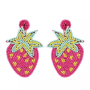 Fancy Handmade Beaded Embroidery Strawberry <b>Earring</b> With Elegant Look And Beautiful High Quality Statement Jewelry For <b>Girl</b> - Product Image 1