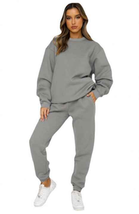 <b>Women's</b> High Quality Custom Logo Winter <b>Warm</b> Solid Color Round Neck Pullover Casual Long Sleeve <b>Women</b> Hoodies - Product Image 4