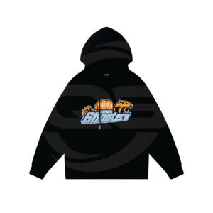 Sudadera con capucha pesada con etiqueta impresa personalizada de alta calidad Sudadera con capucha negra con bolsillos laterales - Product Image 1