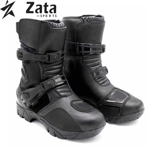 รองเท้าบูทมอเตอร์ไซค์หนังหุ้มเหล็กกันน้ำ ระบายอากาศได้ดี พร้อมสายรัดแบบตีนตุ๊กแกสำหรับผู้ชาย-ราคาถูก - Product Image 1