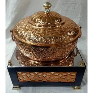 Espejo de vidrio transparente de alta calidad con hojas y flores chapadas en oro de alta calidad Soporte de base de diseño y tapa superior Plato de frotamiento - Product Image 6