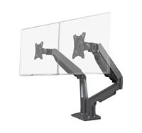 Bras de moniteur double pliable en aluminium OMNI, autoportant, avec articulations, plage de mouvement complète pour écrans d'ordinateur