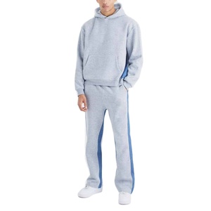Logo personnalisé de haute qualité survêtements surdimensionnés hommes lourds 100% coton 400gsm survêtement fermeture éclair à capuche jogging et pantalon - Product Image 1