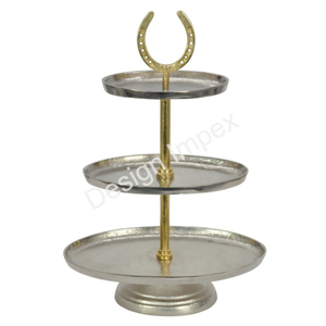 Platos Redondos Decorativos para Servir Alimentos, Bandejas de Metal Seguras para Contacto con Alimentos, Soporte de 3 Niveles para Pasteles, Cupcakes y Postres, Hecho a Mano - Product Image 1