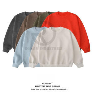 OEM Personnalisé Lavage À L'acide Coton Sweat-shirt Uni Haute Qualité Sans Doublure French Terry Ras Du Cou Pull Sweat Hommes - Product Image 3