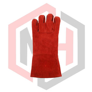 Red Heat <b>Welding</b> <b>Gloves</b> Fire Resistant Leather Anti-Static Tear-Resistant 11 oz Thick Knit Wrist Cuff Mig <b>Tig</b> Stick BBQ Grill - Product Image 2