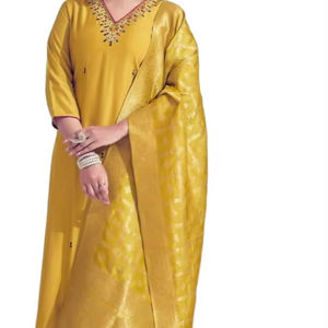 Conjunto de Kurti de Trabajo para Mujer, Diseño Moderno, Bordado de Seda Suave, Estampado en Relieve, para Fiestas y Festivales, por Fab Zone - Product Image 1