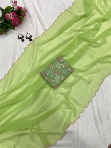 Designer indien Séquence Saree / Sari Femmes Lisse Georgette Paillettes Sarees Fête Festival Mariage Porter KUNJ CREATION Moderne - Product Image 2