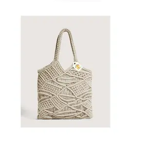 Einzigartiger Stil Makramee Handtasche Shopping Schulter Frau Täglich Casual Foldaway Travel Bunte Einkaufstasche zum niedrigsten Preis