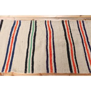 Vintage 3x9.5 ft <b>Rug</b>, <b>Runner</b> Turkish <b>Rug</b>, White Blue Camouflage <b>Rug</b> - Product Image 3