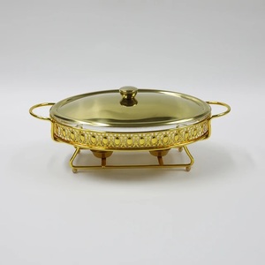 Plat à réchaud rond en acier finition dorée au design classique et attrayant de la collection Quality pour usage hôtelier, garde les aliments au chaud - Product Image 6