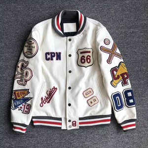 OEM Custom High Quality Men's Jackets Corduroy <b>Fabric</b> Bomber Letterman Baseball Jacket for Men - Product Image 3