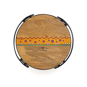 Plateau de service en bois rond le plus vendu Conception en métal Finition noire Taille personnalisée Surface lisse pour collations Plateau à boire du thé - Product Image 2