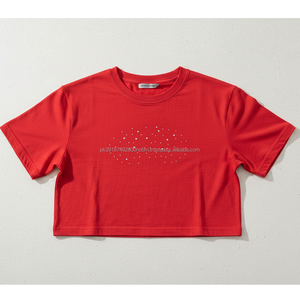 Breathable <b>Rhinestone</b> Print Street Style Regular Fit Crop <b>Top</b> T-Shirts for Women Premium Quality Eco-Friendly - Product Image 3