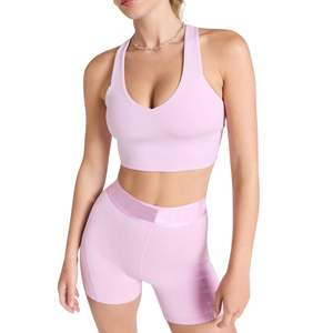 Ensemble de vêtements de sport sans couture pour femmes en gros personnalisé, été, short taille haute avec effet push-up et soutien-gorge de sport, ensemble de fitness 2 pièces - Product Image 3
