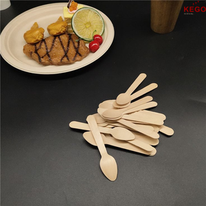 Haute qualité 110mm jetable Simple cuillère en bois écologique biodégradable compostable alimentaire sûr fête Camping ustensiles - Product Image 2