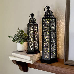 Lanternes en métal marocaines faites à la main de haute qualité, décoration d'intérieur, Noël, Ramadan, Eid, lanternes à motifs étoilés - Product Image 4