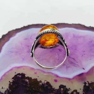 Anillos chapados en plata esterlina de ámbar Báltico ajustables al por mayor más vendidos, joyería de latón impermeable, propósito de regalo de diamante - Product Image 2