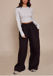 Wholesale <b>Womens</b> Wide Leg Sweatpants High Waisted Baggy <b>Lounge</b> <b>Pants</b> Drawstring Athletic Flared Joggers With Pockets <b>for</b> <b>Women</b> - Product Image 5
