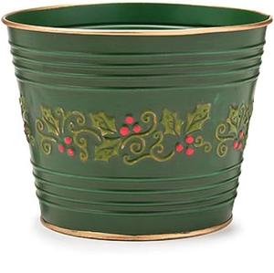 Jardinière de Noël intérieure et extérieure en métal décoratif de Noël en métal brillant unique pour la décoration intérieure et la décoration de bureau Jardinière de sol - Product Image 4