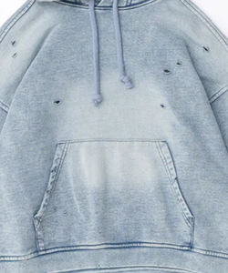 Sudaderas con capucha de algodón de peso pesado vintage desgastado con forro en blanco y logotipo personalizado con cremallera completa lavado ácido Streetwear - Product Image 4