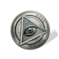 Moneda Coleccionable Masónica Tradicional de Acero Inoxidable con Esmalte Duro, Ojo que Todo lo Ve, Compás y Escuadra, para Francmasonería