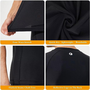 Traje de baño para hombre de alta calidad de manga larga de secado rápido Rash Guard Stretch Fitness poliéster 160g negro transpirable Rush Guard - Product Image 5