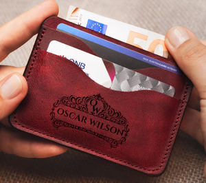 Cartera Delgada de Cuero Personalizada, Tarjetero Minimalista Hecho a Mano - Product Image 1