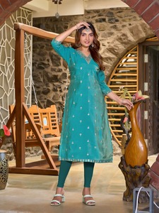 Roman Shimmer Super Quality Fabric Bordado Work Kurti Best Design Collection By Maruti Fashion - Product Image 3