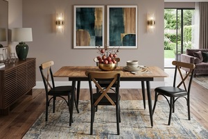 Ensemble de table à manger en bois moderne et 4 chaises avec pieds en métal, ensemble de sièges de cuisine de style industriel, durable, design élégant, haute qualité - Product Image 2