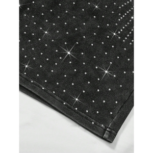 Fabricante de Fieltro Lupin, Impresión Personalizada, Cristal de Estrás, 100% Algodón, Mezclilla Sólida, Estilo Vintage Holgado, Cintura Doble, Estilo Urbano - Product Image 5