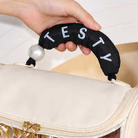 Sac cosmétique transparent en PVC grande capacité, logo personnalisé, sac de maquillage de voyage en PVC, trousse de toilette de voyage avec poignée pour hôtel, salle de sport et salle de bain