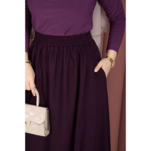 Comfortable Plum Pencil <b>Skirt</b> <b>Elastic</b> Waist Pocket Details Breathable Spandex Denim for Office Ladies for Spring Summer Fall - Product Image 6