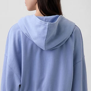 Trendy Streetwear Design With Logo And Zip Up Closure And Ribbed Hem Women Lounge Ready <b>Fleece</b> Hooded <b>Top</b> With Pocket For Winter - Product Image 5