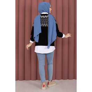 Cardigan Noir Ample en Maille pour Femme, Respirant, Motif Ethnique, Manteau d'Hiver Style Décontracté, Design Tissé, Logo Avant, Idéal pour l'Automne - Product Image 5