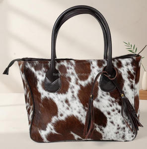 Sac fourre-tout en cuir véritable à poils, qualité export, tendance, grande capacité pour femme, couleur unie, fermeture éclair, vente en gros LHTB-0113 - Product Image 5