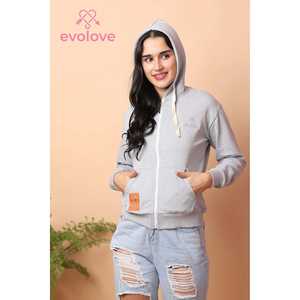 เสื้อฮู้ดผู้หญิง Evolove ผ้าฝ้ายฟลีซ 100% คอกลม แขนยาว เสื้อกันหนาว ระบายอากาศได้ดี เนื้อผ้าไหม ใส่สบายในฤดูหนาว - Product Image 4