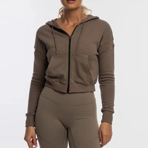 Sweat à capuche en molleton blanc en coton polyester épais 345G pour femmes sweats brodés personnalisables pour hommes sweats à capuche courts - Product Image 3