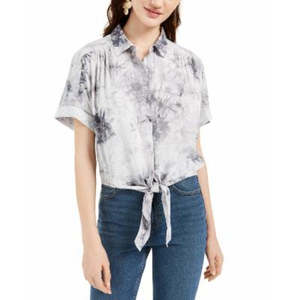 Camicia Ultra Flirt per ragazzi con orlo annodato, colore grigio, in chiffon di rayon, taglia X-Large - Product Image 1