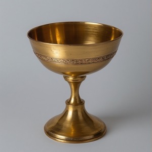 Calice d'église en laiton artisanal avec finition patinée antique, détails artisanaux, conçu pour les cérémonies religieuses intemporelles - Product Image 6
