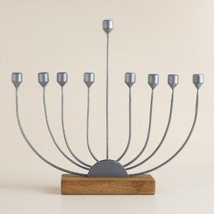 Base métallique et bois, branches de Menorahs - Product Image 5