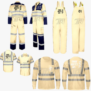 Ensemble de vêtements de travail en polyester réfléchissant imperméable |   ANSI Classe 1 Haute Visibilité |   Bavoir et chemise boutonnée |   Col rond OEM industriel pour l'extérieur - Product Image 5