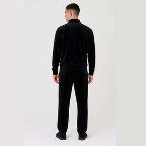 2025 unisexe noir hiver solide survêtement ensemble fermeture éclair complète veste survêtement pantalon en gros Logo personnalisé vêtements de sport décontracté Streetwear - Product Image 2