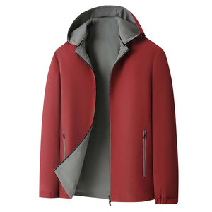 Veste d'hiver imperméable légère avec poche à glissière Couleur rouge Manches longues Plus Size Respirant Chaud Hiver Soft Shell Jacket - Product Image 1