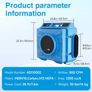 Ventes d'usine : Purificateur d'air industriel et commercial 750 CFM avec filtre HEPA pour la restauration - Product Image 4