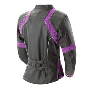 Ladies Slim Fit Biker Genuine Soft Leather Racing Motorbike Jacket CE Armoured Protected Blue Black Motorcycle Winter Windproof - Product Image 2