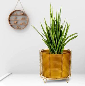 Soportes de maceta de oro de Metal hechos a mano de gran oferta para decoración de oficina de balcón de casa al aire libre a bajo precio - Product Image 3