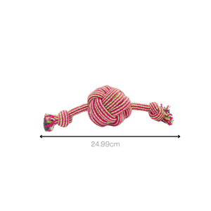 Grand jouet pour chien en corde de coton écologique, durable, style dessin animé, en forme d'os, pour le jeu, avec sac, en peluche rose rouge - Product Image 4