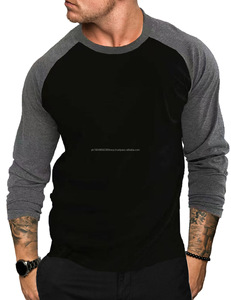 Camiseta de manga larga informal de retazos para hombre, tejido de punto, estilo sólido transpirable con cuello alto - Product Image 4