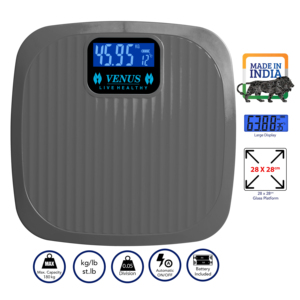 เครื่องชั่งน้ำหนักดิจิตอลสีดำพร้อมกระจกกันลื่นจอแสดงผล LCD สินค้ามาใหม่สำหรับบ้านยิมคลินิกที่ขับเคลื่อนโดยแบตเตอรี่ - Product Image 5